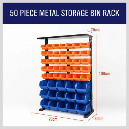 50-Piece Bin Wall Mounted Parts and Tool Storage Rack Organizer Rack聽for Workshop Tools