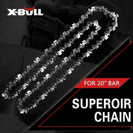 X-BULL 20'' Chainsaw Bar and Chain 0 .325 Pitch Gauge 76 Link Universal