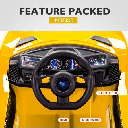 ROVO KIDS Lamborghini Inspired Ride-On Car, Remote Control, Battery Charger, Yellow