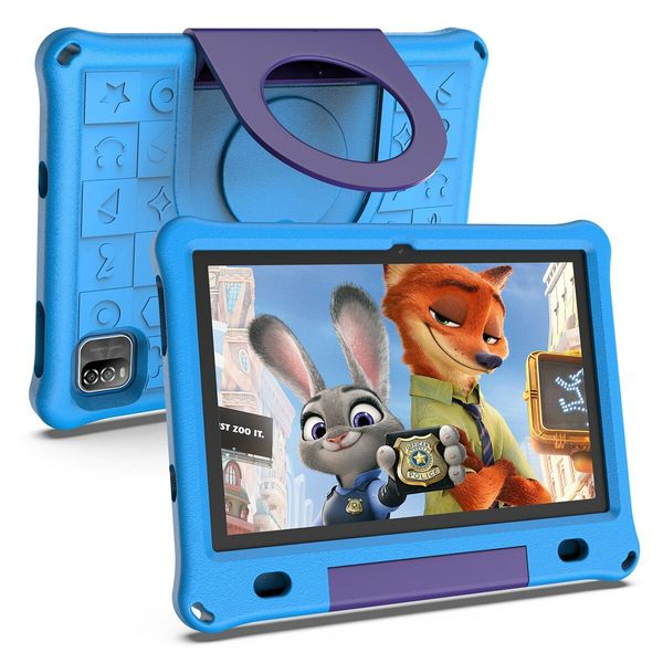 10.1 Inch Kids Tablet with 3GB RAM 64GB ROM Android 12 1280x800 IPS HD Touch Screen Parental Control Pre-Installed Apps Educational Learning Tablet Case-Blue