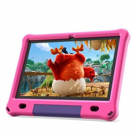 10.1 Inch Kids Tablet with 3GB RAM 64GB ROM Android 12 1280x800 IPS HD Touch Screen Parental Control Pre-Installed Apps Educational Learning Tablet Case-Pink