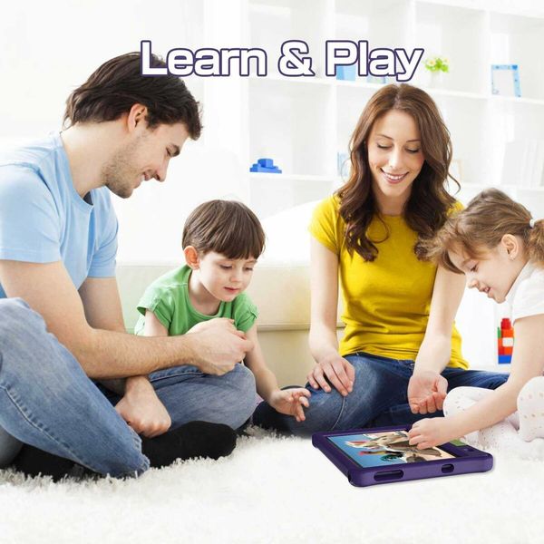 10.1 Inch Kids Tablet with 3GB RAM 64GB ROM Android 12 1280x800 IPS HD Touch Screen Parental Control Pre-Installed Apps Educational Learning Tablet Case-Purple