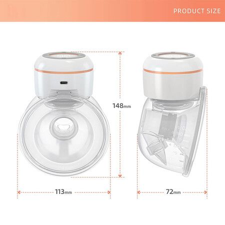 Wearable Breastfeeding Hand Free Electric Breastfeeding 4 Modes 12 Suction Levels Low Noise Built-in Battery with 180ml Milk Collector 1 Pack