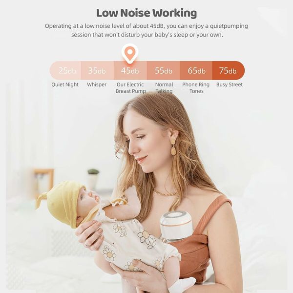 Wearable Breastfeeding Hand Free Electric Breastfeeding 4 Modes 12 Suction Levels Low Noise Built-in Battery with 180ml Milk Collector 1 Pack