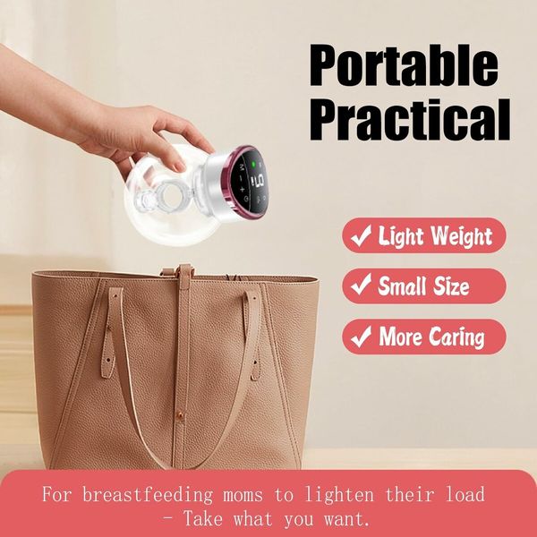 Breast Pump Hands Free Wearable with Smart Touch Screen 4 Modes 9 Levels of Suction Portable Wireless Electric Breast Pump Low Noise for Home and Travel