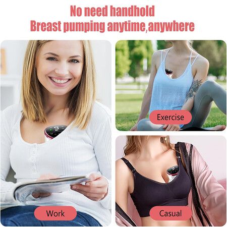 Breast Pump Hands Free Wearable with Smart Touch Screen 4 Modes 9 Levels of Suction Portable Wireless Electric Breast Pump Low Noise for Home and Travel