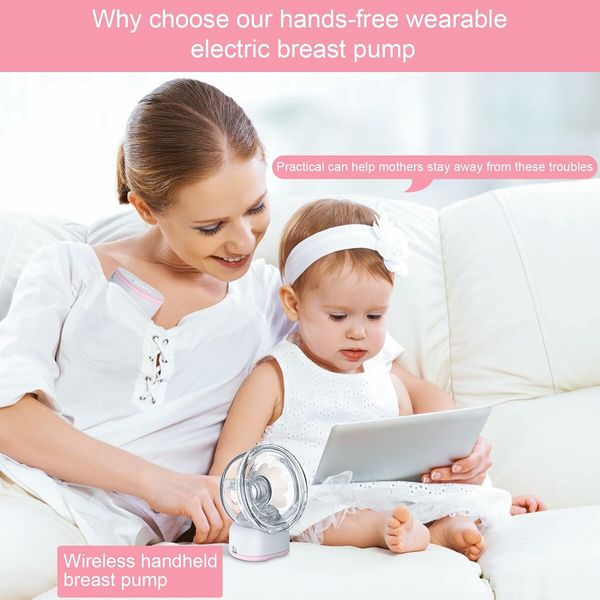 Wearable Breast Pump, Hands Free Electric Breast Pump with 4 Mode 12 Levels, Leak Proof Design and Low Noise  (Pink)