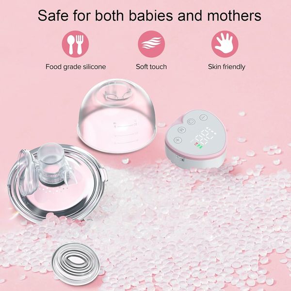 Wearable Breast Pump, Hands Free Electric Breast Pump with 4 Mode 12 Levels, Leak Proof Design and Low Noise  (Pink)