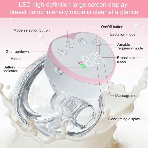 Wearable Breast Pump, Hands Free Electric Breast Pump with 4 Mode 12 Levels, Leak Proof Design and Low Noise  (Pink)