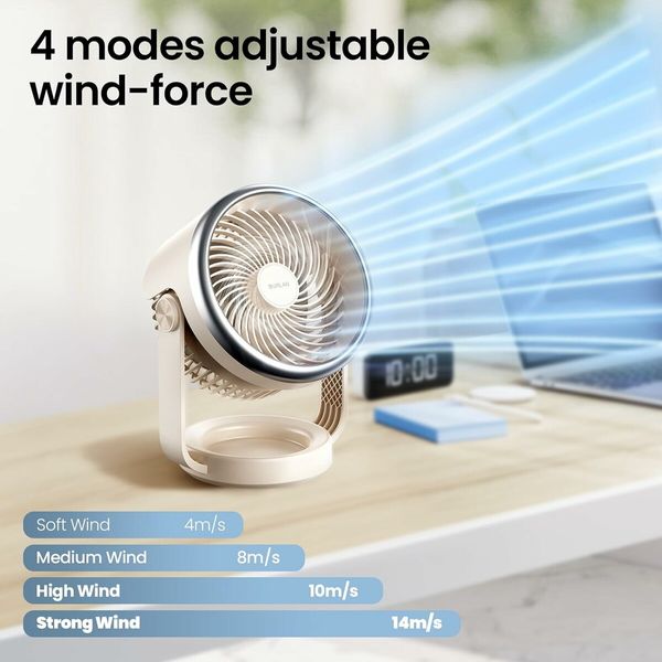 Desk Fan, Air Circulator Quiet Operating Fan For Bedroom, Portable Fan with USB, Personal Fan For Office and Living Room