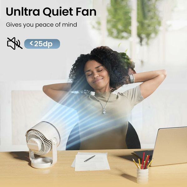 Desk Fan, Air Circulator Quiet Operating Fan For Bedroom, Portable Fan with USB, Personal Fan For Office and Living Room