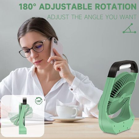 Rechargeable Fan, Portable Personal Fan, Battery Powered Desk Fan, with LED Light Fan, USB Fan with Timer, Quiet Fan for Bedroom, Home, Camping