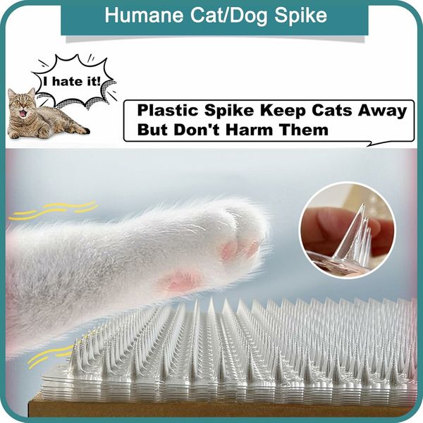 8 Pcs Cat Deterrent Outdoor or Indoor Scat Mat, Pet Deterrent Training Mats, Keep Cats or Dogs Away Plastic Mats with Spikes, 16 x 13 Inches