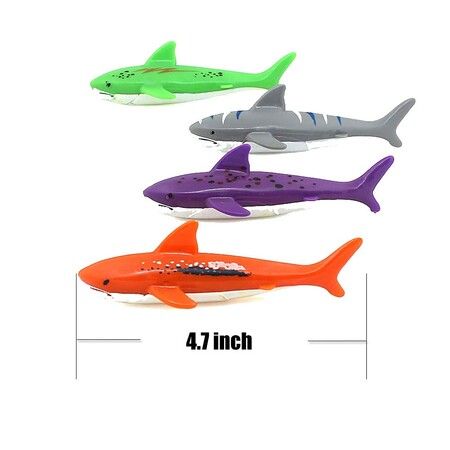 Diving Pool Toy Underwater Swimming Throwing Diving Torpedo Shark,4 Pack