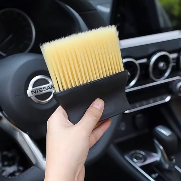 Auto Interior Dust Brush,Car Cleaning Brushes Duster,Soft Bristles Detailing Brush Dusting Tool for Automotive Dashboard Interior,Exterior,Skylight,Leather Yellow