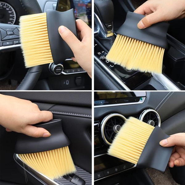 Auto Interior Dust Brush,Car Cleaning Brushes Duster,Soft Bristles Detailing Brush Dusting Tool for Automotive Dashboard Interior,Exterior,Skylight,Leather Yellow