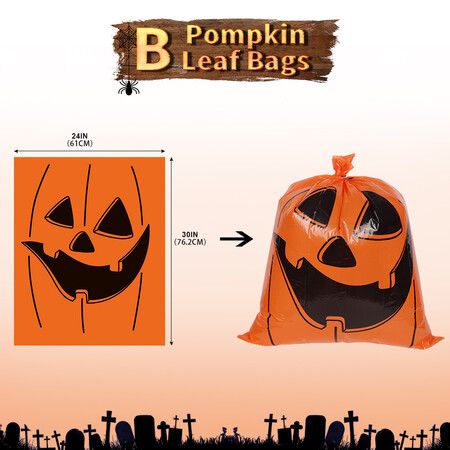 Halloween Pumpkin Leaf Bag 61*76CM Halloween Funny Pumpkin Skull Expression Decoration Ornaments