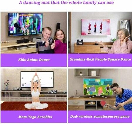 Double Dance PVC Mat 11MM Thickness Wireless DUO Music Dance Mat Dual Handles Running Game Mat HDMI TV Kids Birthday Christmas Gift