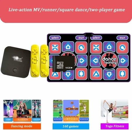 Double Dance PVC Mat 11MM Thickness Wireless DUO Music Dance Mat Dual Handles Running Game Mat HDMI TV Kids Birthday Christmas Gift