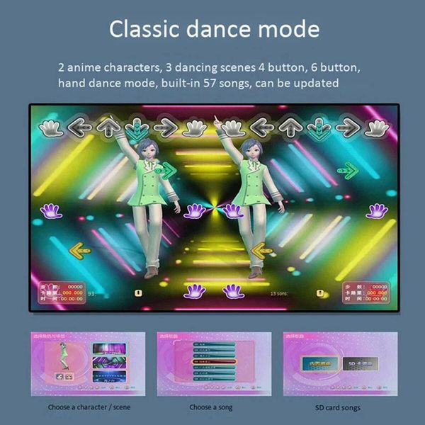 Double Dance PVC Mat 11MM Thickness Wireless DUO Music Dance Mat Dual Handles Running Game Mat HDMI TV Birthday Christmas Gift