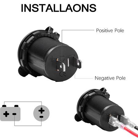 Universal 12V/24V Car Cigarette Lighter Socket, for Car Marine Motorcycle ATV RV and More, Car Interior Accessories