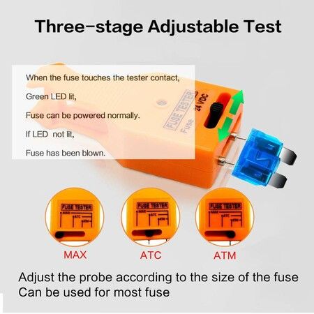 DC 24V Automotive Multifunctional Blade and Glass Tube Fuse Tester Puller ATO or ATC ATM Removal Tool Detect and Find The Burned Fuse in The Car Fuse Box