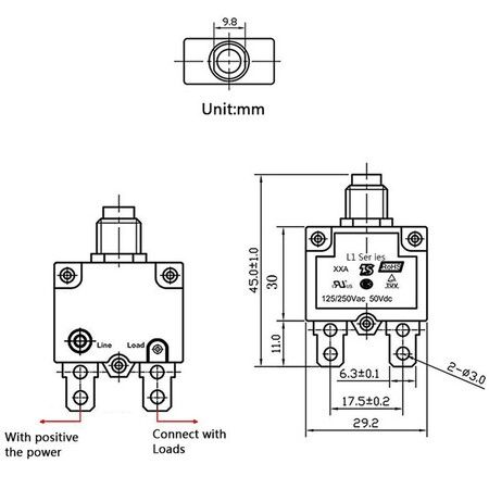 2Pcs 20A 125 to 250Vac 50Vdc Automatic Reset Relay Fuse Therma Switch Circuit Breaker Current Overload Protector Children Ride On Toy Car Accessories