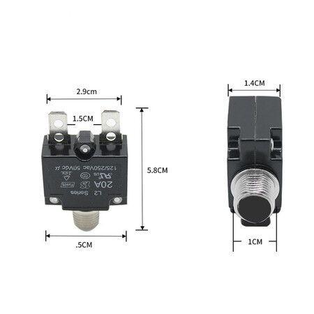 2Pcs 10Amp Circuit Breakers Push Button Manual Reset 125 to 250V AC 50V DC, L1 Series Overload Protector Switch Thermal Circuit Breakers with Waterproof Button Caps L1-cj-10A