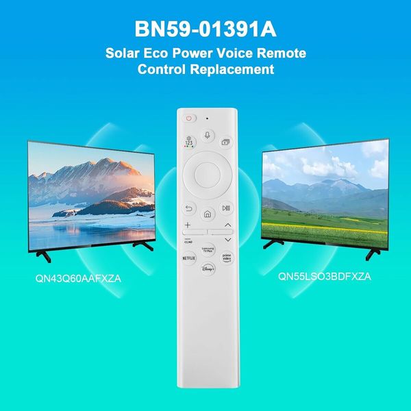 Solar Voice Remote Replacement BN59-01391A for Samsung Frame TV Bluetooth Rechargeable Solar Cell 4 Shortcut Buttons Compatible 2021-2023