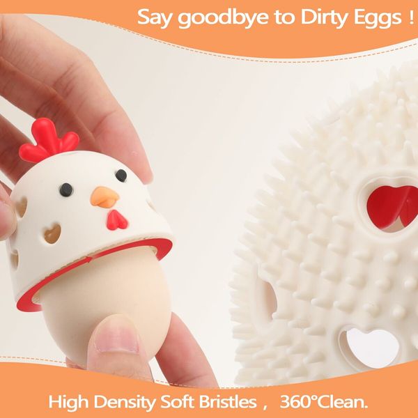 Silicone Egg Brush Cleaner,Multipurpose Vegetable and Fruit Scrubber Tool for Fresh Eggs,Egg Washer Cleaning Brush (Brown)