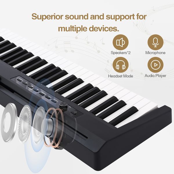 Melodic Keyboard Electric Digital Piano Hammer Action 88Key Semi Weighted 128Polyphony Portable