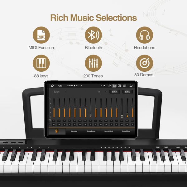 Melodic Keyboard Electric Digital Piano Hammer Action 88Key Semi Weighted 128Polyphony Portable