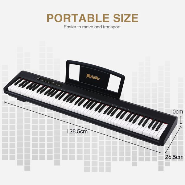 Melodic Keyboard Electric Digital Piano Hammer Action 88Key Semi Weighted 128Polyphony Portable