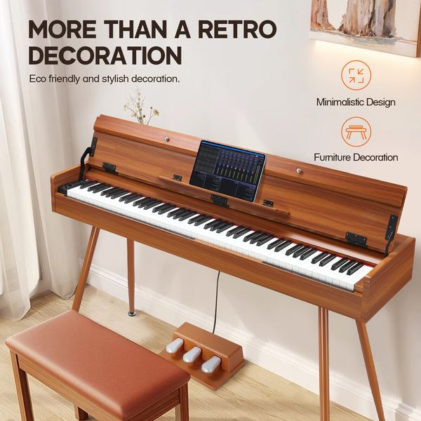 Melodic Keyboard Electric Digital Piano Hammer Action 88 Key Weighted 128 Polyphony Wood Colour