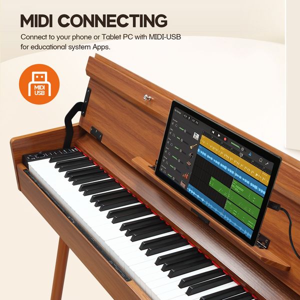 Melodic Keyboard Electric Digital Piano Hammer Action 88 Key Weighted 128 Polyphony Wood Colour