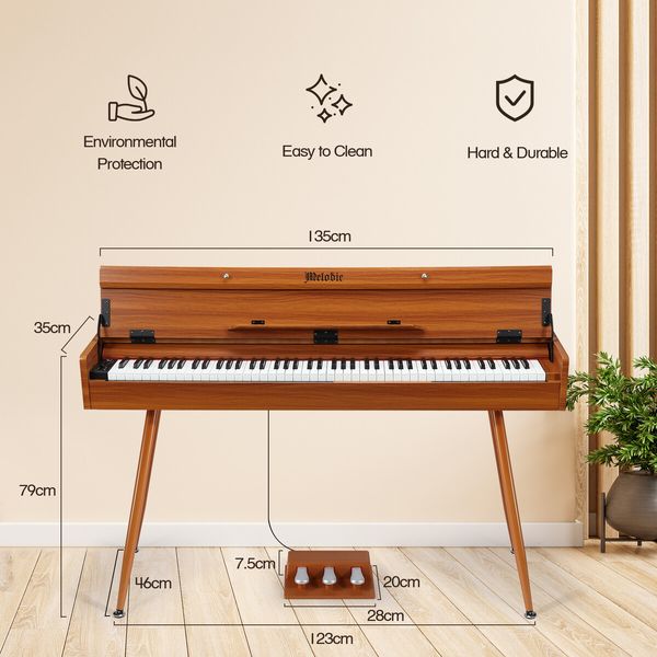 Melodic Keyboard Electric Digital Piano Hammer Action 88 Key Weighted 128 Polyphony Wood Colour