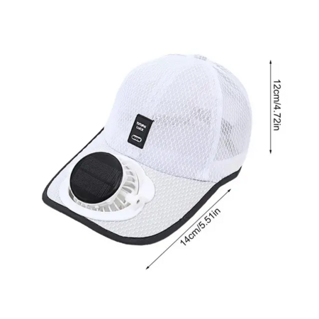 Solar Powered Fan Hat Summer Sun Fan Hat Beach Hat With Cooling Fan UV Block Sports Hats Rechargeable For Men Women Color White