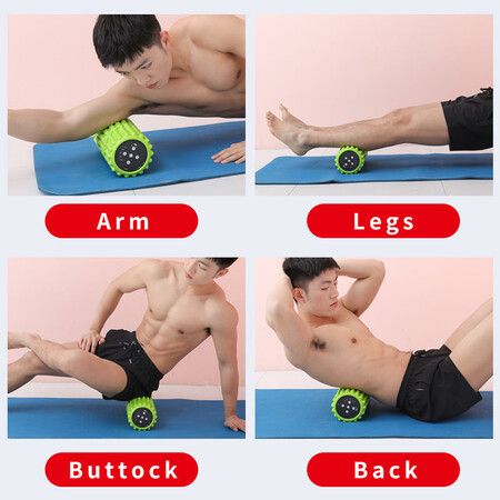 Electric Foam Roller for Deep Tissue Muscle Massager 5 Speeds Vibrating Fitness Yoga Roller with Music(1 Pack-Green)