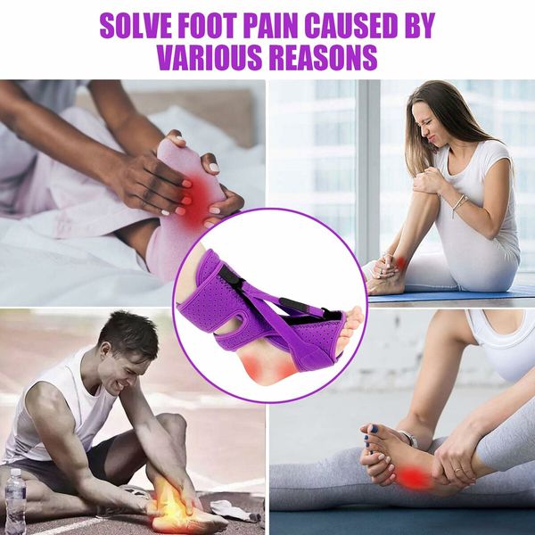 Plantar Fasciitis Night Splint 3 Adjustable Planters Facetious Relief Brace,Plantar Fasciitis Relief Women Men Straps,Support Relief Foot Drop Achilles Tendonitis Day Night (Purple-2PC)