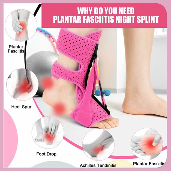 Plantar Fasciitis Night Splint 3 Adjustable Planters Facetious Relief Brace,Plantar Fasciitis Relief Women Men Straps,Support Relief Foot Drop Achilles Tendonitis Day Night (Pink-2PC)