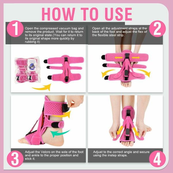 Plantar Fasciitis Night Splint 3 Adjustable Planters Facetious Relief Brace,Plantar Fasciitis Relief Women Men Straps,Support Relief Foot Drop Achilles Tendonitis Day Night (Pink-2PC)