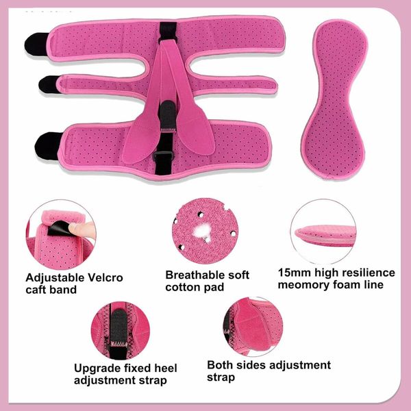 Plantar Fasciitis Night Splint 3 Adjustable Planters Facetious Relief Brace,Plantar Fasciitis Relief Women Men Straps,Support Relief Foot Drop Achilles Tendonitis Day Night (Pink-2PC)