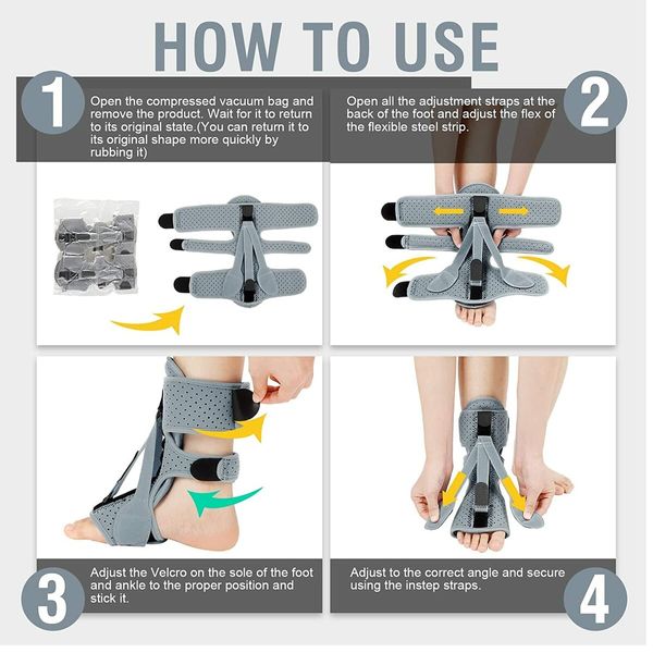 Plantar Fasciitis Night Splint 3 Adjustable Planters Facetious Relief Brace,Plantar Fasciitis Relief Women Men Straps,Support Relief Foot Drop Achilles Tendonitis Day Night (Grey-2PC)