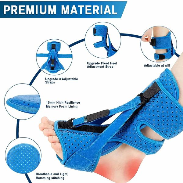 Plantar Fasciitis Night Splint 3 Adjustable Planters Facetious Relief Brace,Plantar Fasciitis Relief Women Men Straps,Support Relief Foot Drop Achilles Tendonitis Day Night (Blue-2PC)