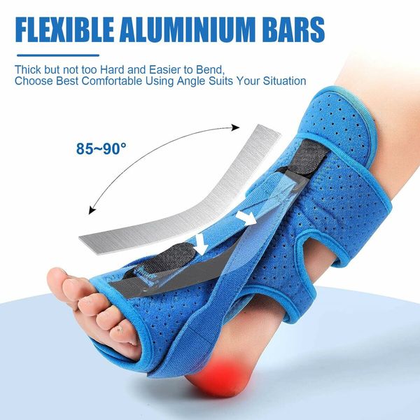 Plantar Fasciitis Night Splint 3 Adjustable Planters Facetious Relief Brace,Plantar Fasciitis Relief Women Men Straps,Support Relief Foot Drop Achilles Tendonitis Day Night (Blue-2PC)