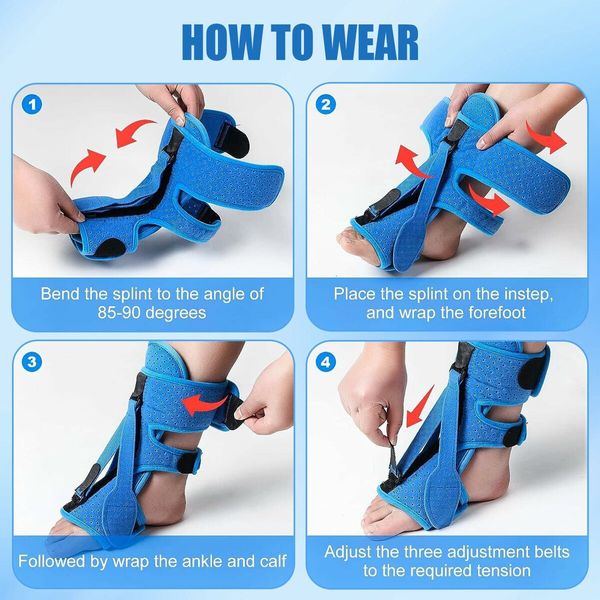 Plantar Fasciitis Night Splint 3 Adjustable Planters Facetious Relief Brace,Plantar Fasciitis Relief Women Men Straps,Support Relief Foot Drop Achilles Tendonitis Day Night (Blue-2PC)