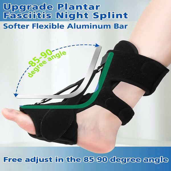 Plantar Fasciitis Night Splint 3 Adjustable Planters Facetious Relief Brace,Plantar Fasciitis Relief Women Men Straps,Support Relief Foot Drop Achilles Tendonitis Day Night (Black-2PC)