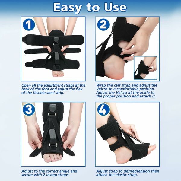 Plantar Fasciitis Night Splint 3 Adjustable Planters Facetious Relief Brace,Plantar Fasciitis Relief Women Men Straps,Support Relief Foot Drop Achilles Tendonitis Day Night (Black-2PC)