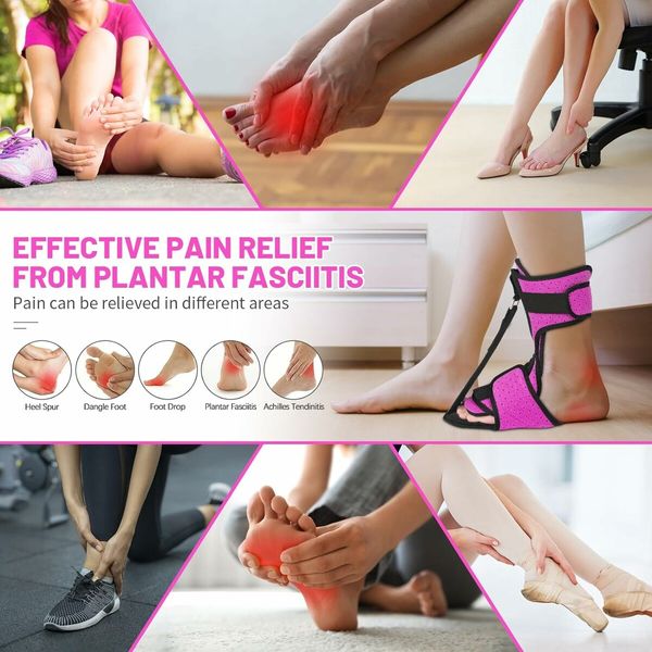 Plantar Fasciitis Night Splint,Adjustable Plantar Fasciitis Brace with Arch Support,Dorsal Night Splint for Women Men,Dual Effective Plantar Fasciitis Relief Achilles Tendonitis Foot Drop Heel Pink