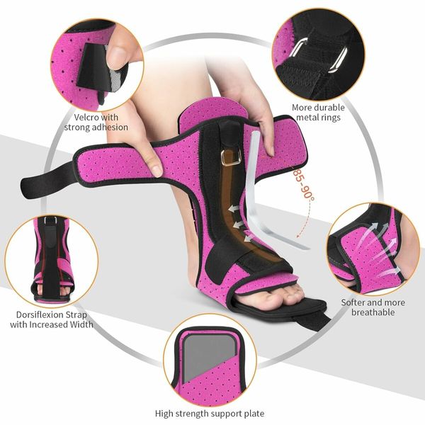 Plantar Fasciitis Night Splint,Adjustable Plantar Fasciitis Brace with Arch Support,Dorsal Night Splint for Women Men,Dual Effective Plantar Fasciitis Relief Achilles Tendonitis Foot Drop Heel Pink